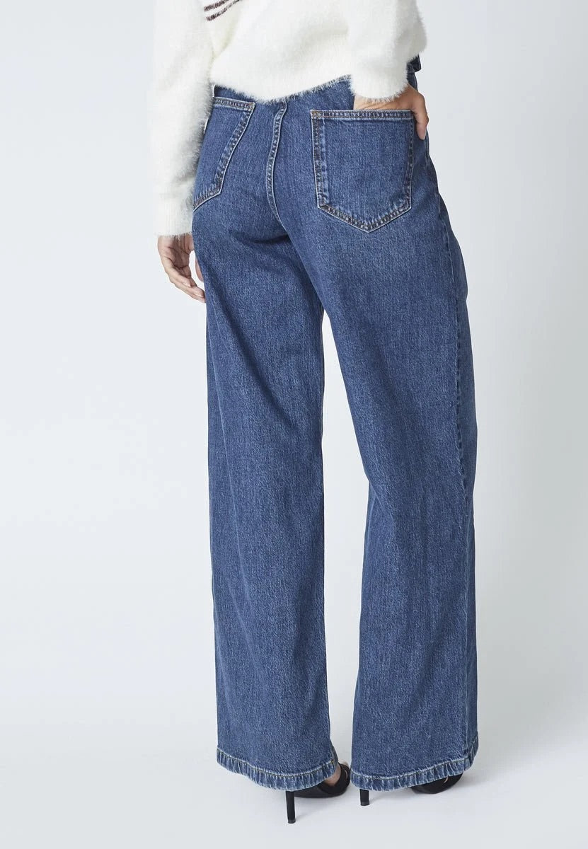 Co'couture Rumi CC Wide-Leg-Jeans mit Gürtel – dunkler Denim