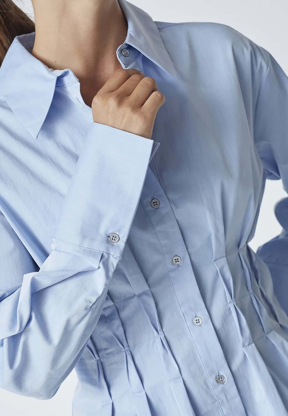 Co'couture Poppy CC Plisseehemd – Hellblau