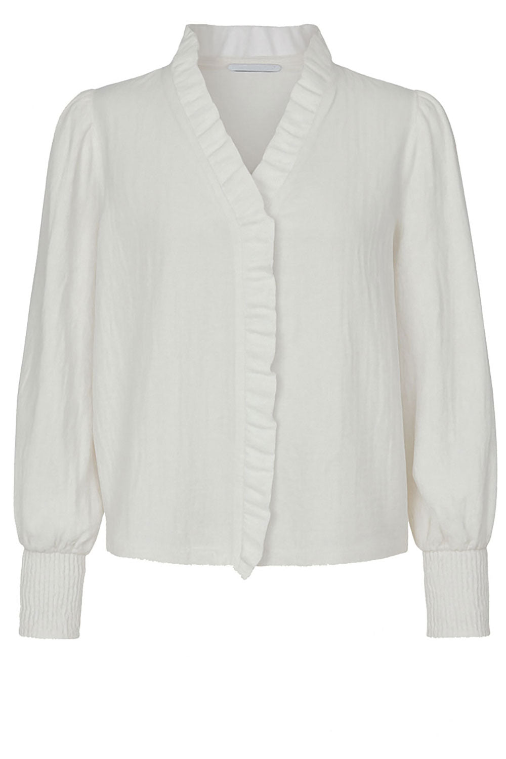 Co’couture Shina CC Rüschen Viskose-Bluse – Naturweiß