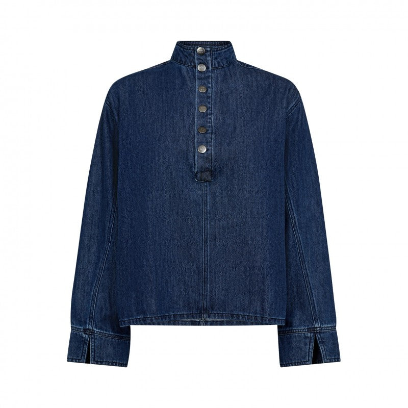 Co'couture Azmina CC Jeansbluse mit Knopfleiste – Denimblau