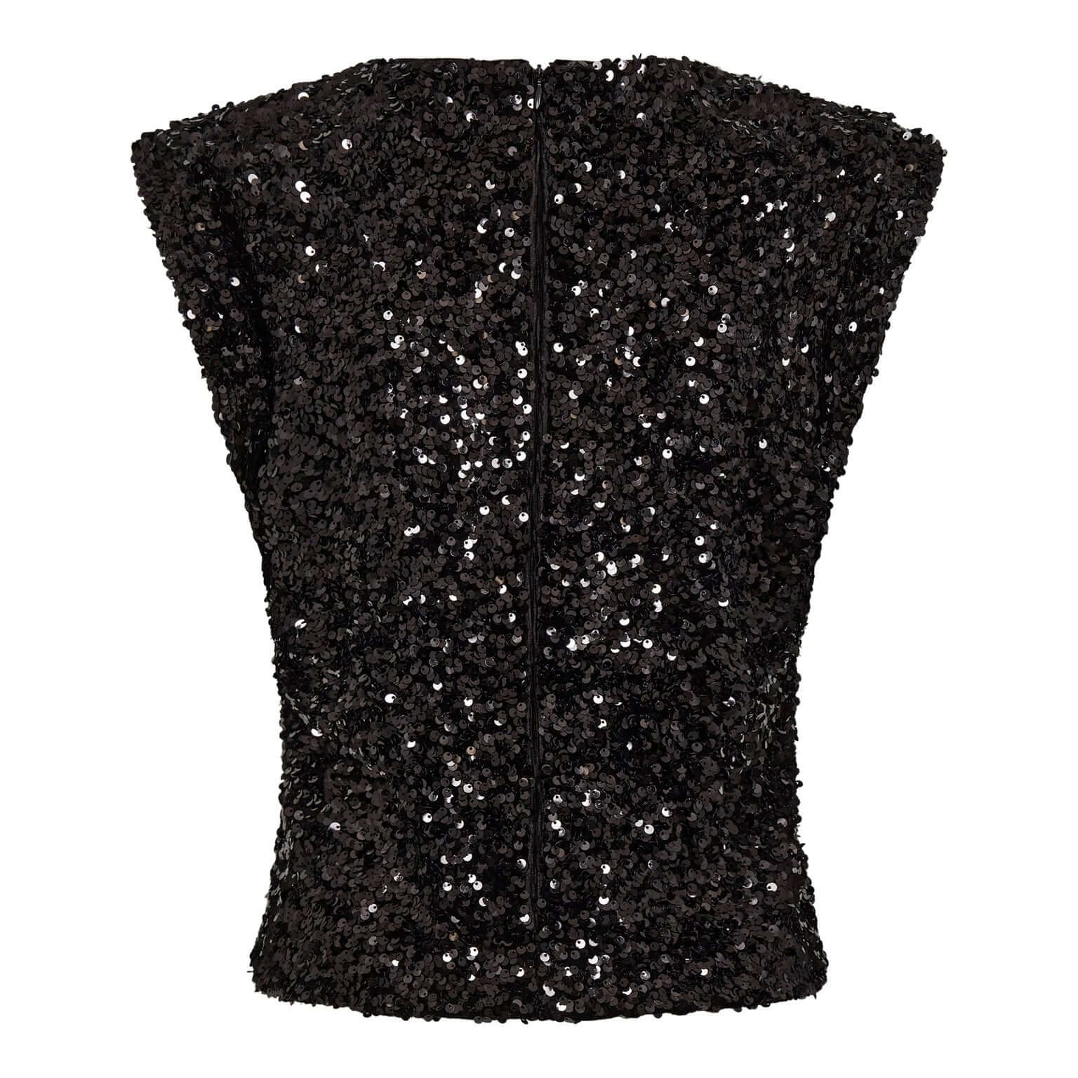 Co'couture Roslyn CC Pailletten-Top – Schwarz