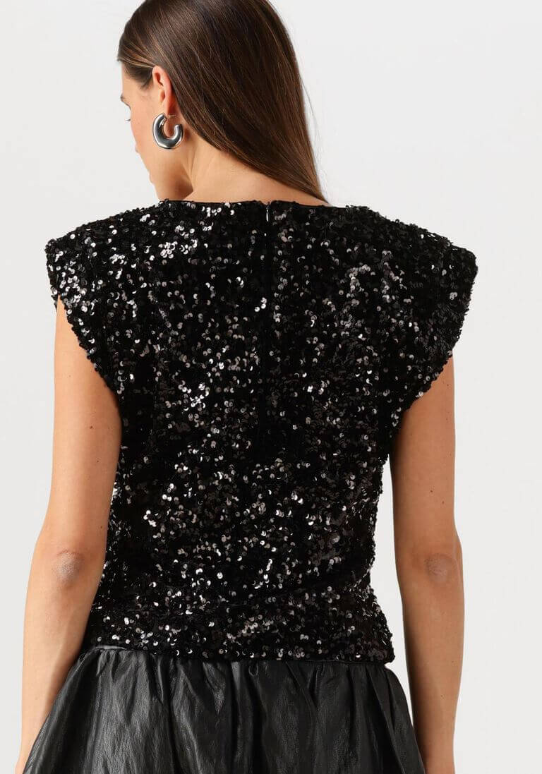 Co'couture Roslyn CC Pailletten-Top – Schwarz