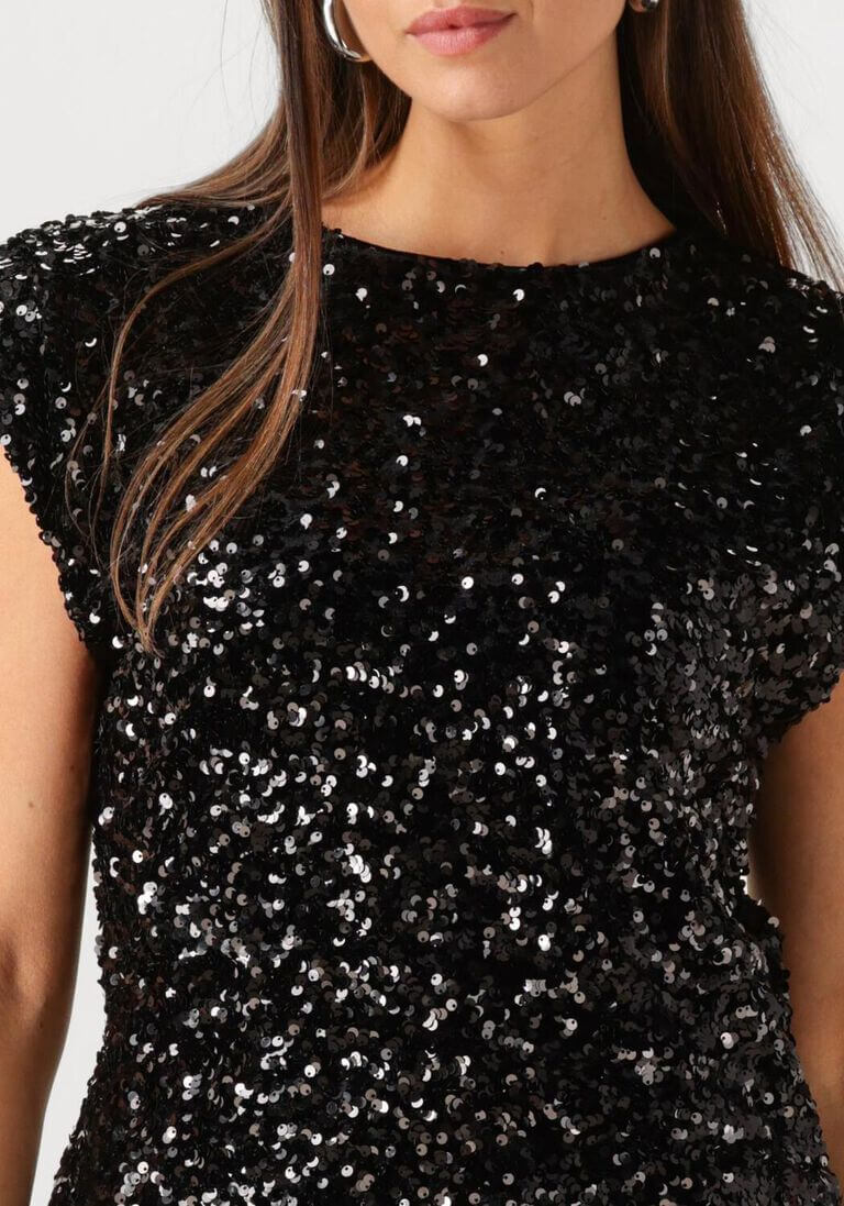 Co'couture Roslyn CC Pailletten-Top – Schwarz