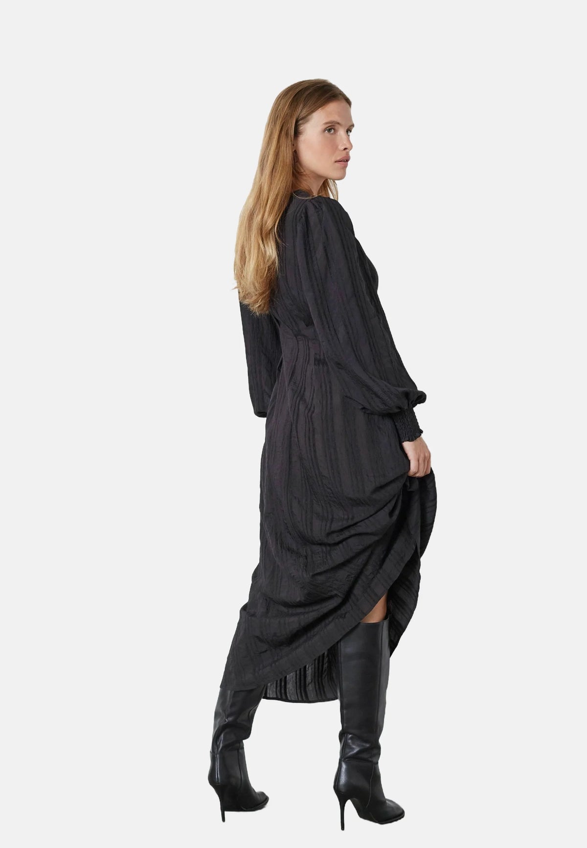 Co'couture Kesi CC drapiertes Midikleid – Schwarz