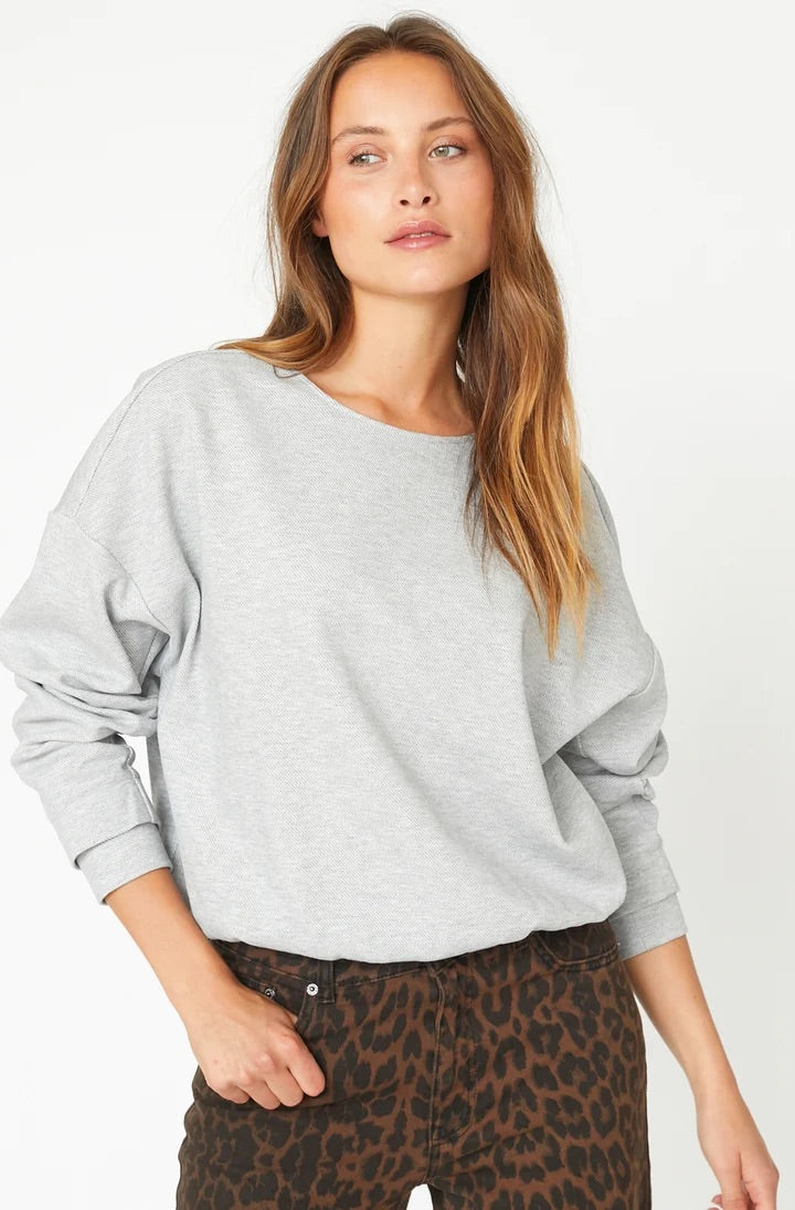 Co'couture Dengi Sweatshirt mit offenem Rücken – Graumelange