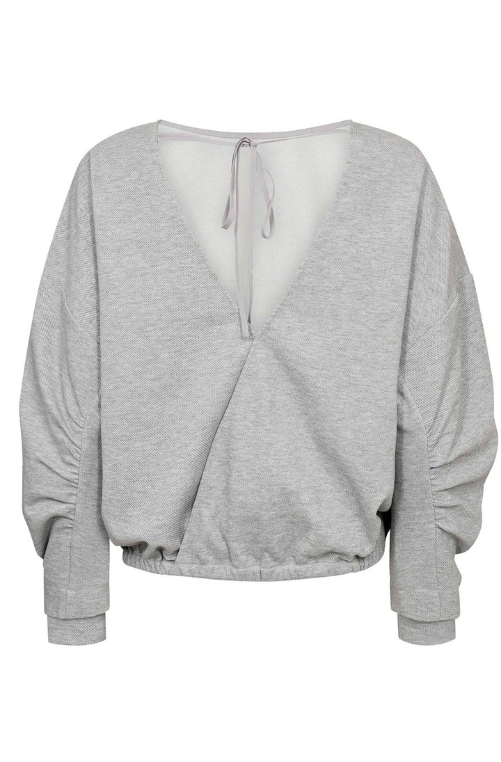 Co'couture Dengi Sweatshirt mit offenem Rücken – Graumelange