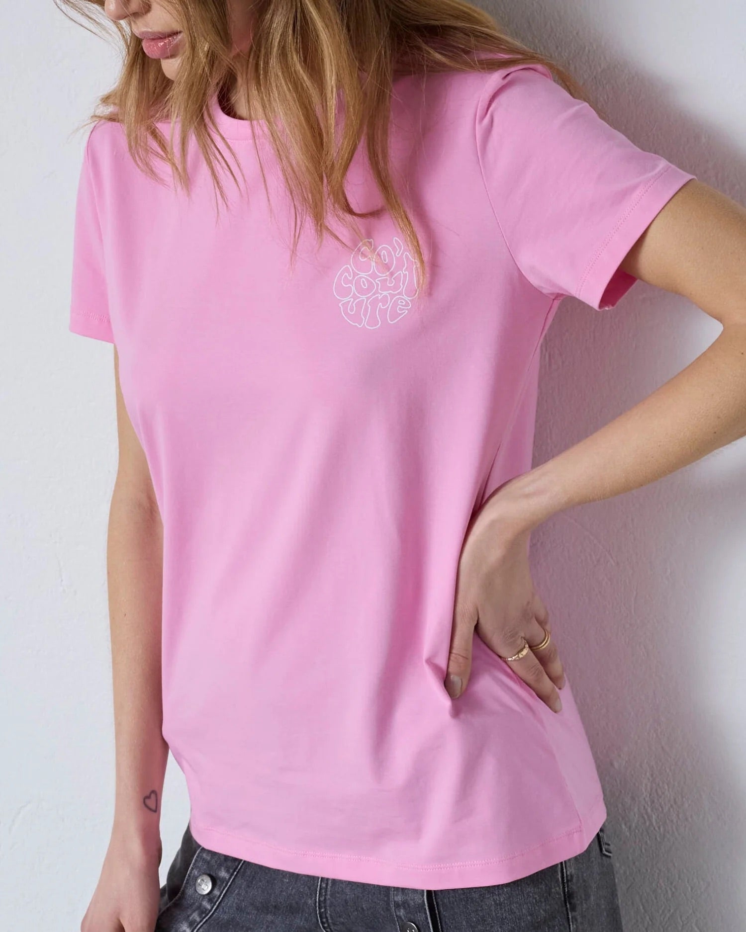 Co'couture Petite CC Logo-T-Shirt – Zuckerwattenrosa