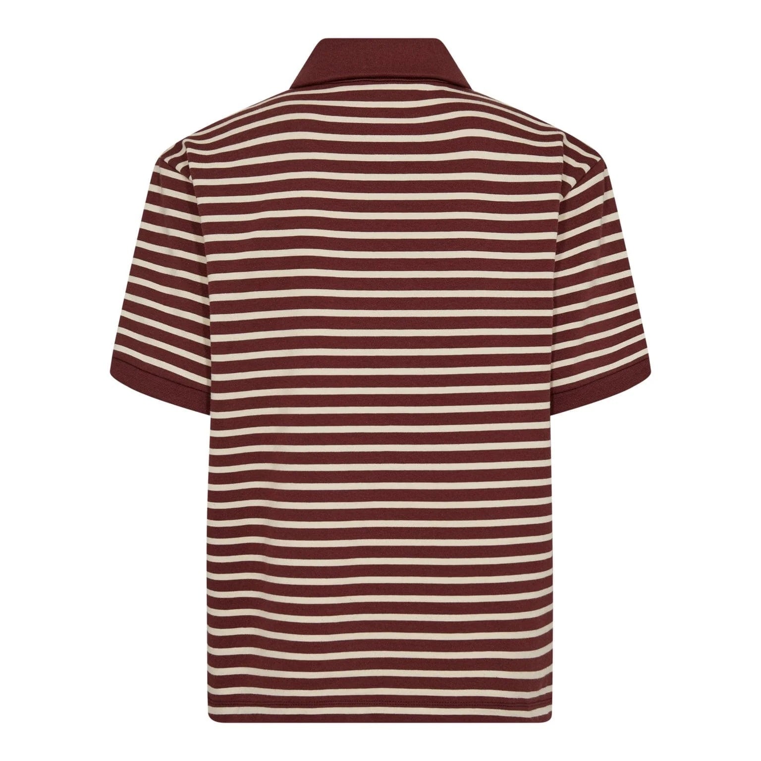 Co'couture Hayes CC Kurzarm-Poloshirt – weinrot gestreift