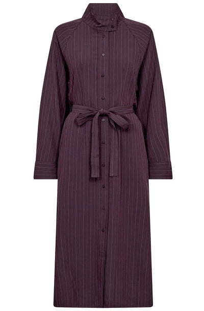 Co'couture Trinny CC Streifen-Midikleid mit Fledermausärmeln – Pflaume