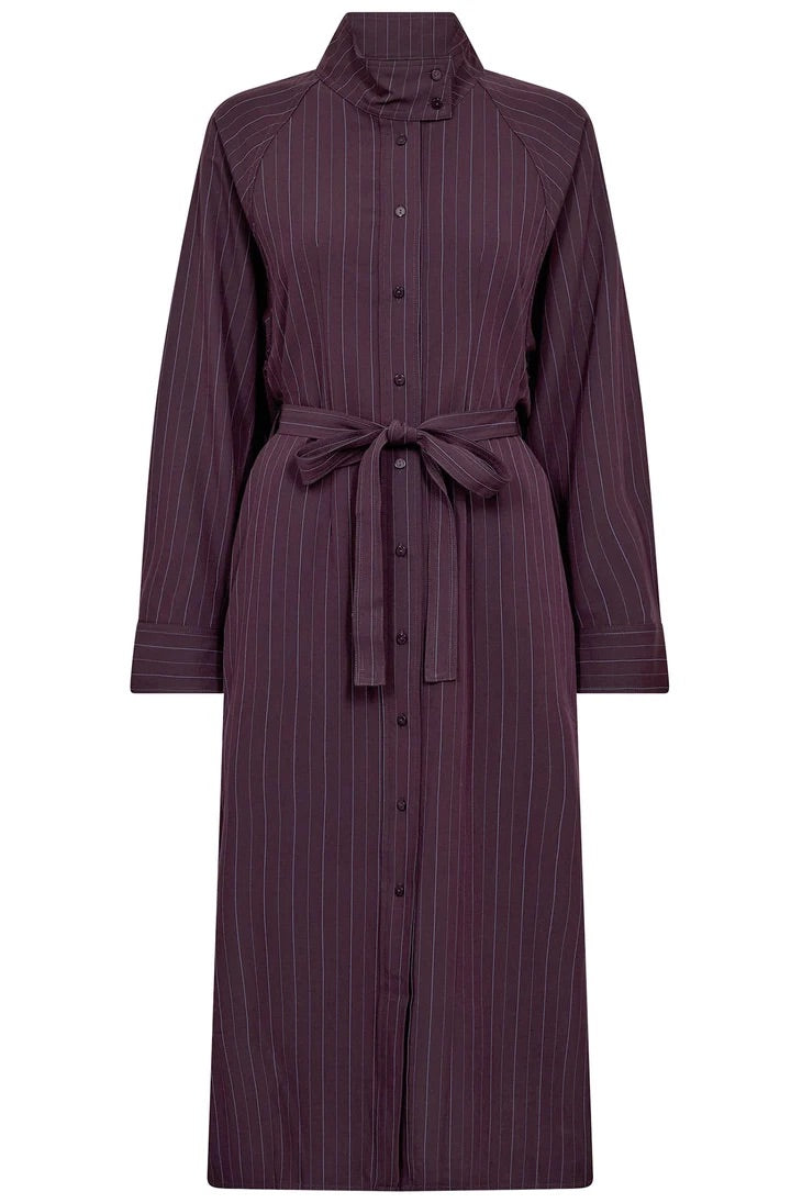 Co'couture Trinny CC Streifen-Midikleid mit Fledermausärmeln – Pflaume