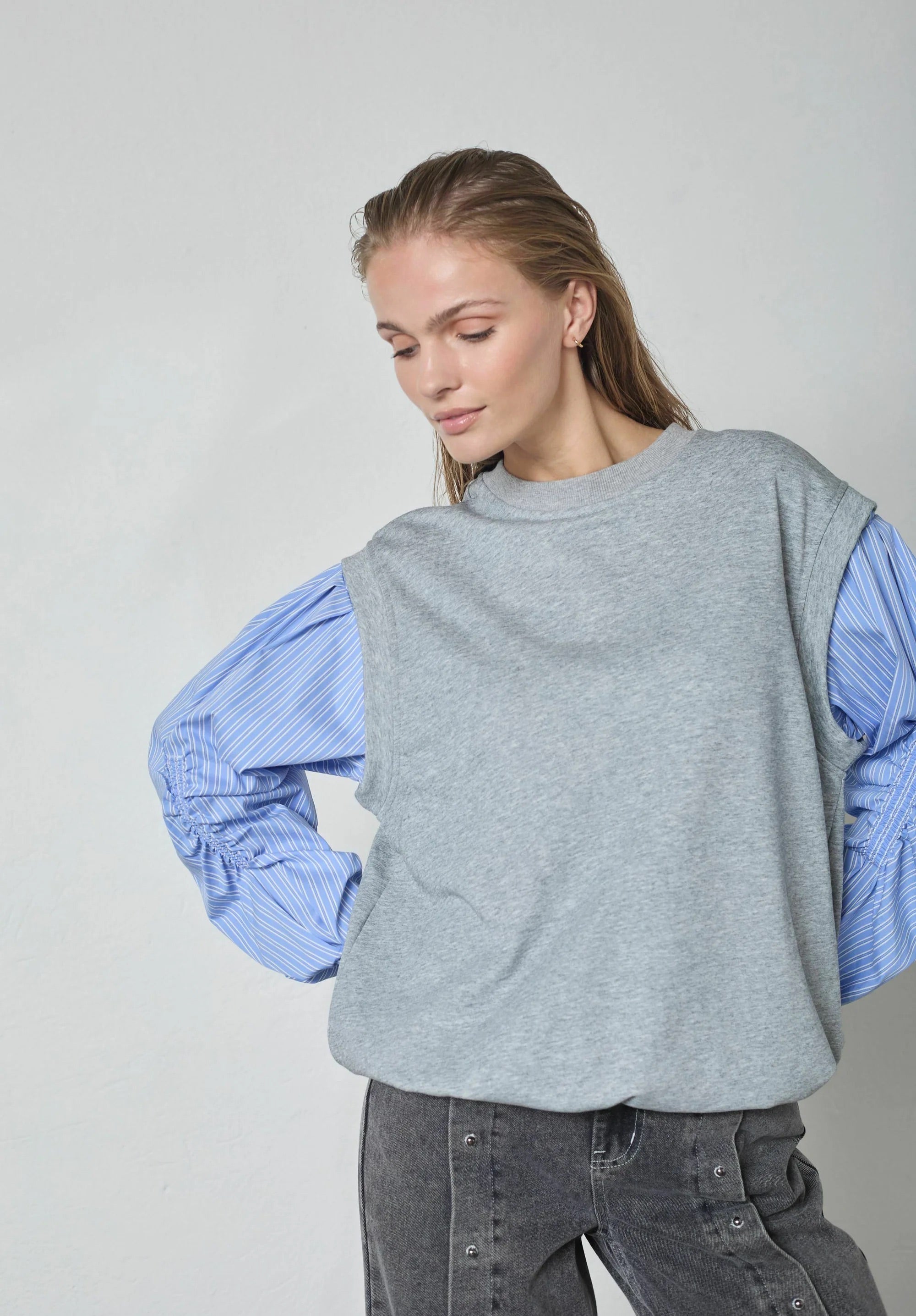 Co'couture Sabina Mix Shirt Sweat – Hellgrau
