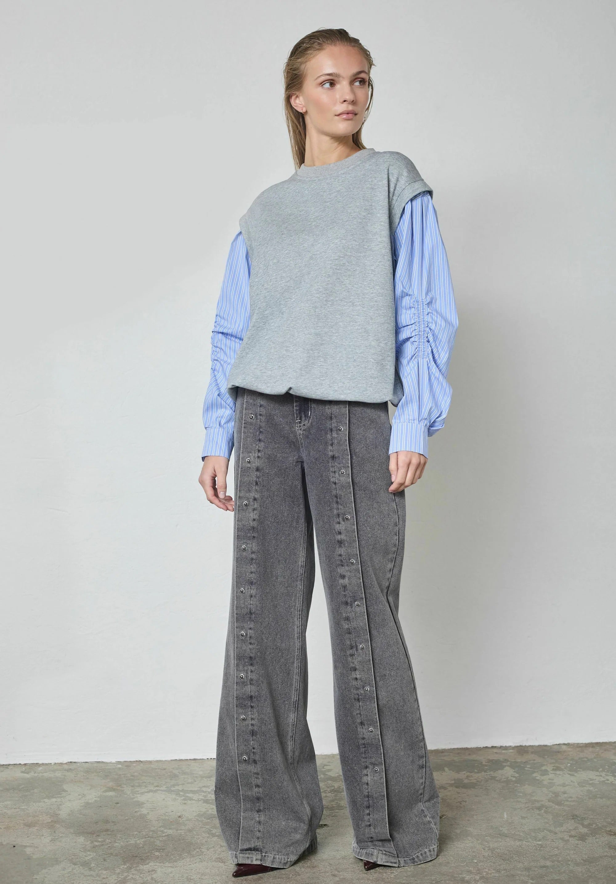 Co'couture Sabina Mix Shirt Sweat – Hellgrau