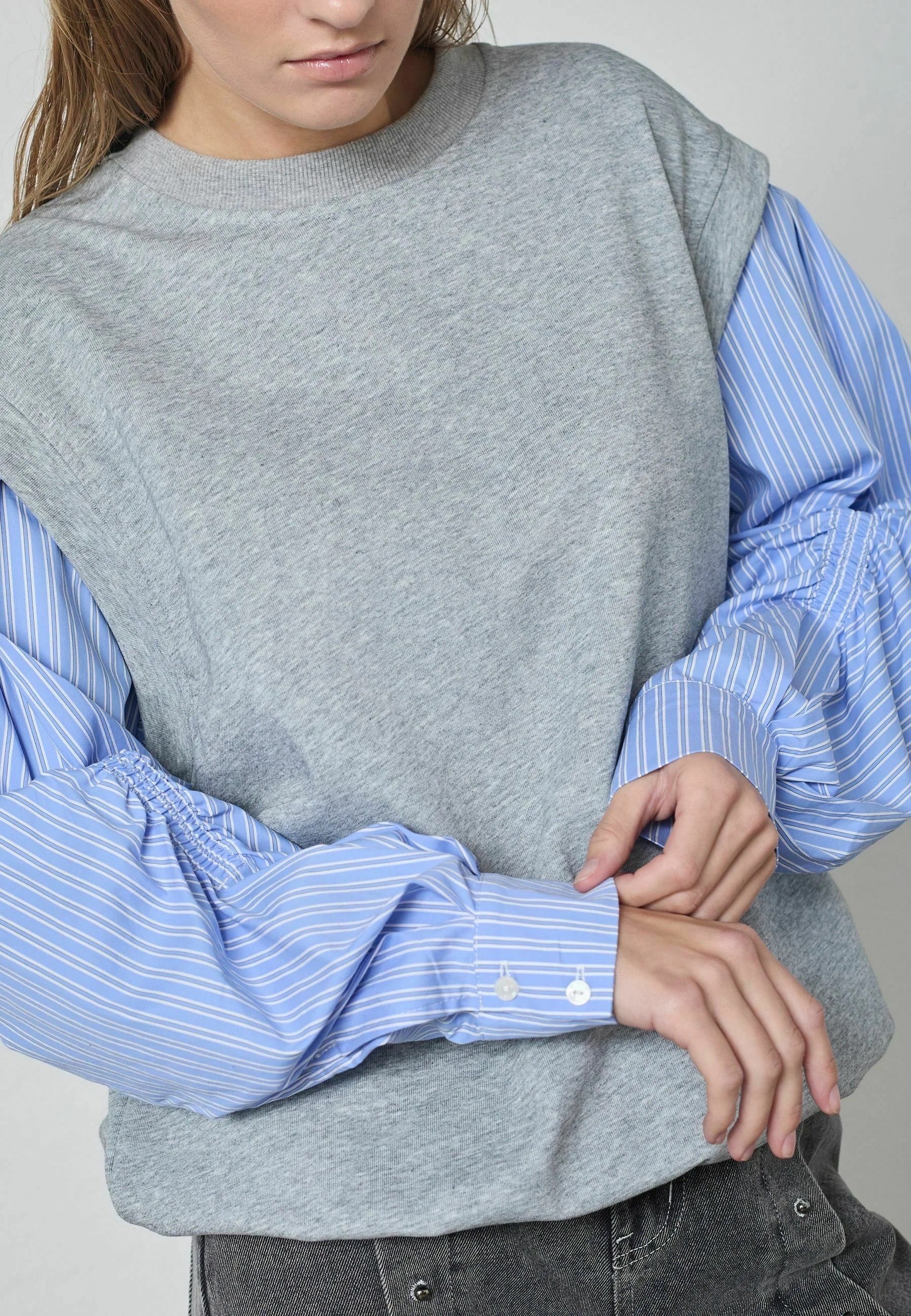 Co'couture Sabina Mix Shirt Sweat – Hellgrau