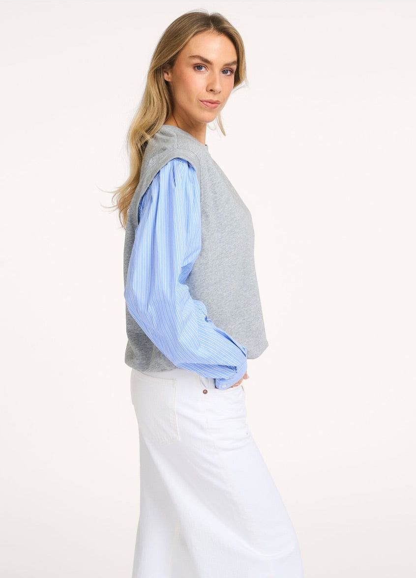 Co'couture Sabina Mix Shirt Sweat – Hellgrau