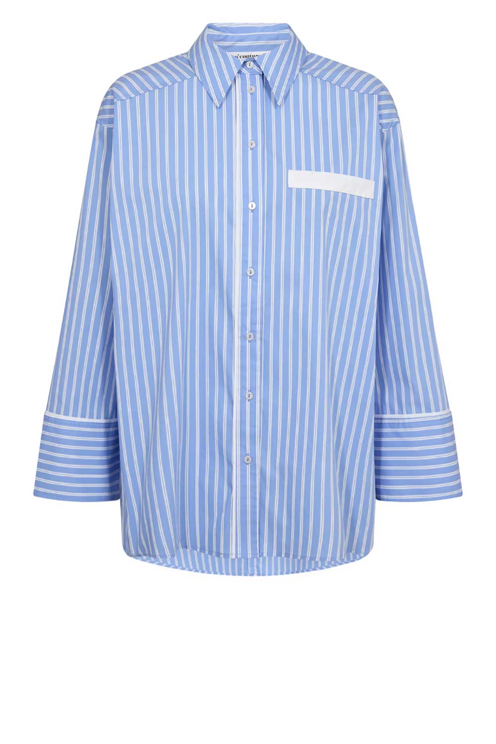 Co'couture Suri gestreiftes Oversize-Hemd – Blau