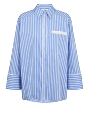 Co'couture Suri gestreiftes Oversize-Hemd – Blau