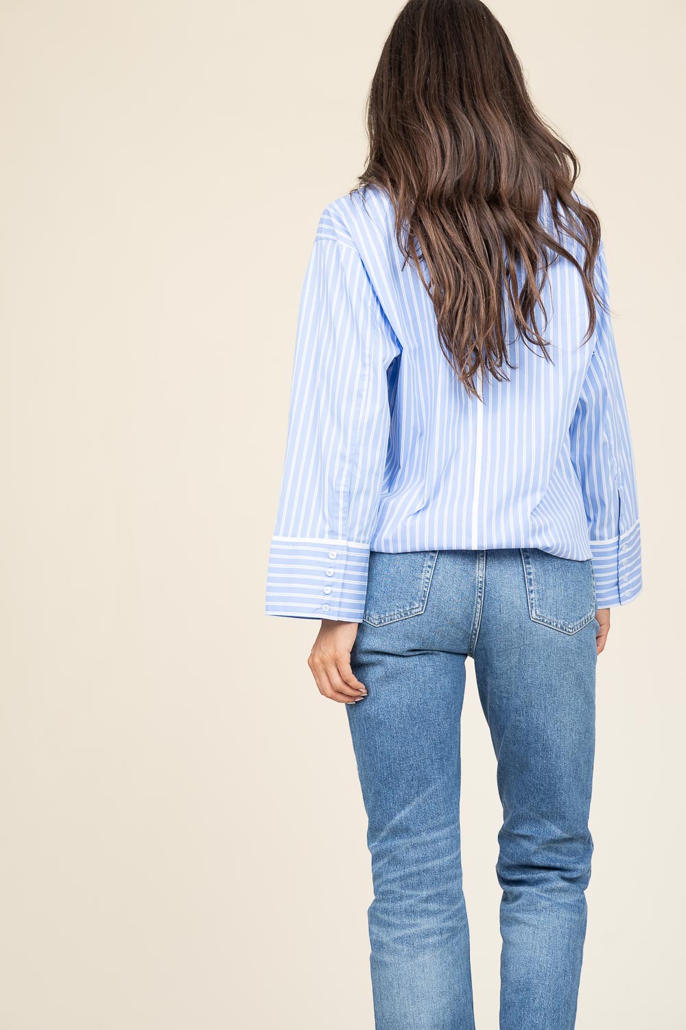 Co'couture Suri gestreiftes Oversize-Hemd – Blau