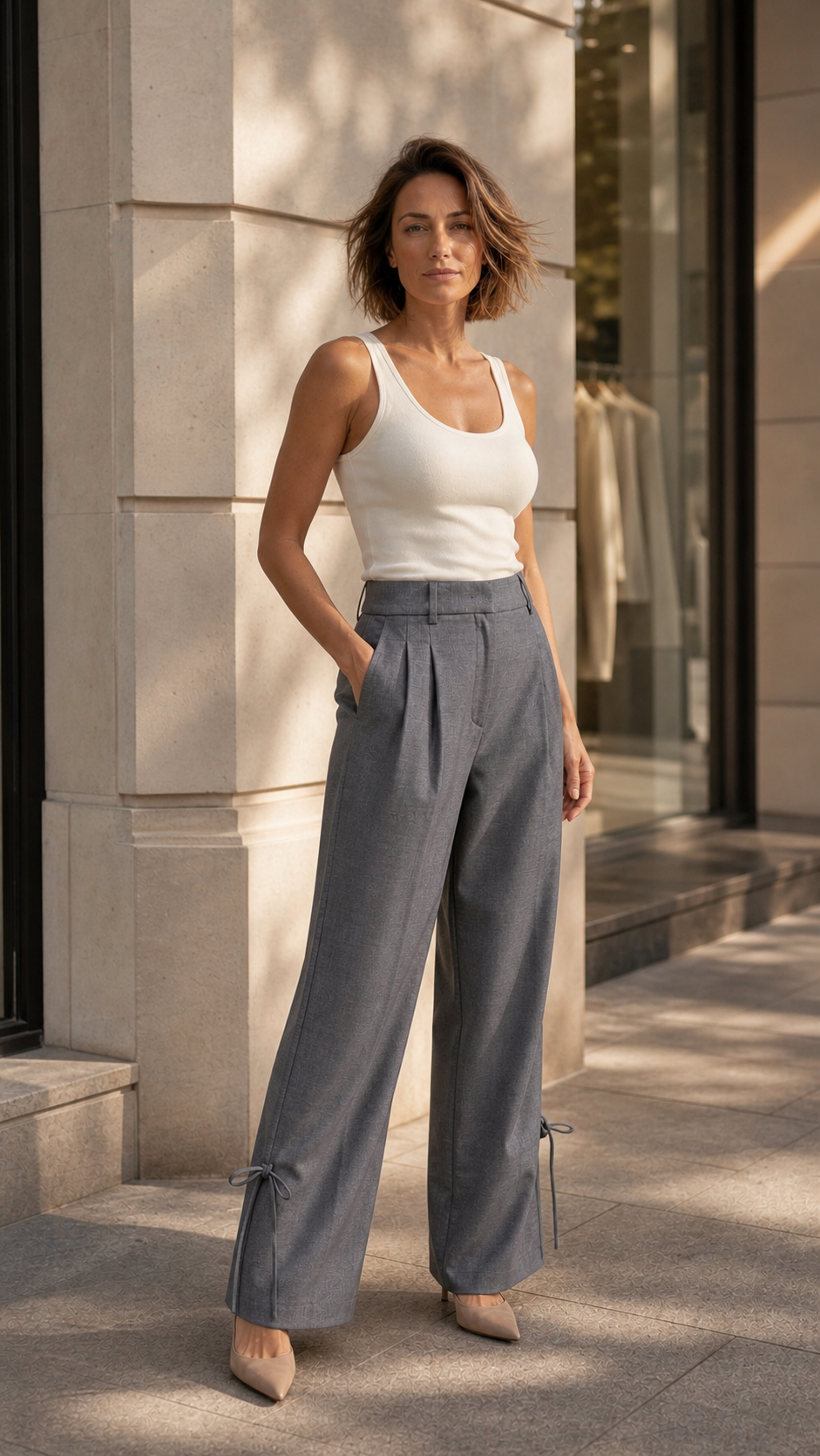 Co'couture Weite Hose mit geradem Bein – Grau