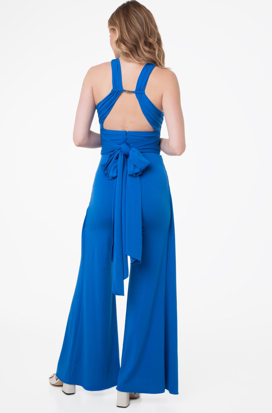 Marciano by Guess Kiki Wide-Leg Jumpsuit – Cobalt Blue back view, showcasing elegant design and premium women's fashion.