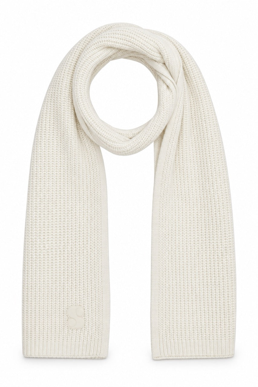s.Oliver Women's Cotton-Blend Knitted Scarf – Cream
