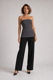 Neo Noir Leafie Melange-Top – Dunkelgrau