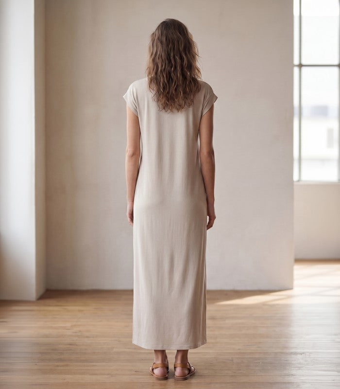 PIECES PCANDORA Damen-Maxikleid mit kurzen Ärmeln