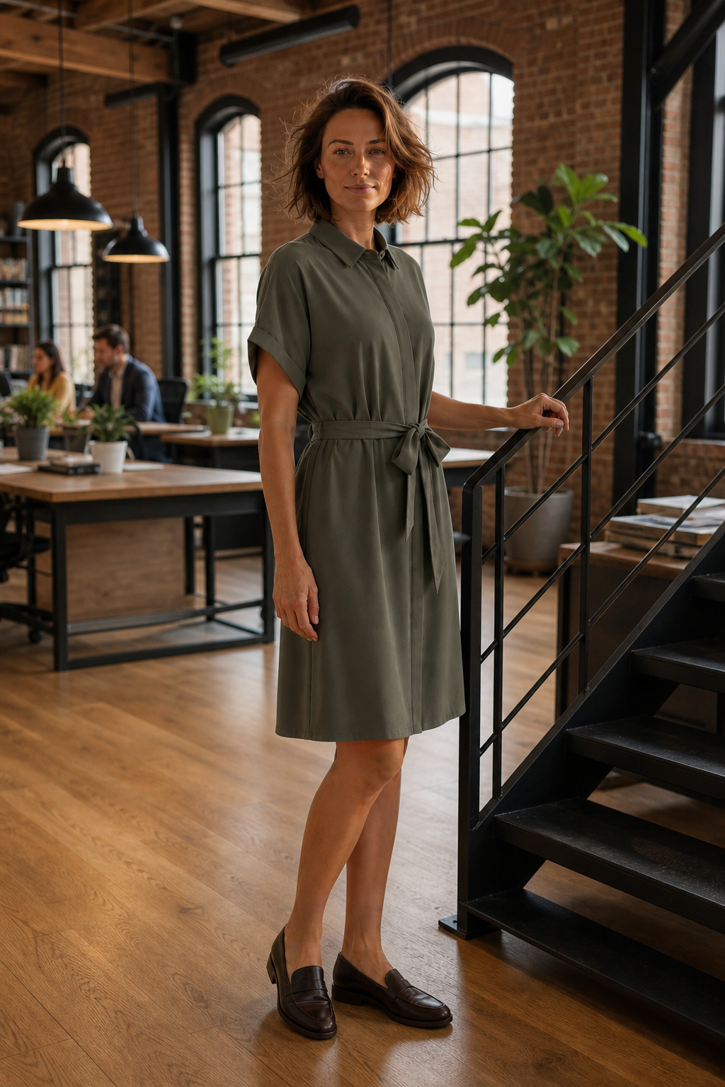 Vero Moda VMEASY JOY Hemdblusenkleid – Khaki