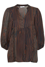 Sorbet SBPANITA Tunika-Bluse mit Holzmaserung - Braun