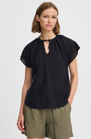 b.young Hailey Bluse mit Bindekragen - Schwarz