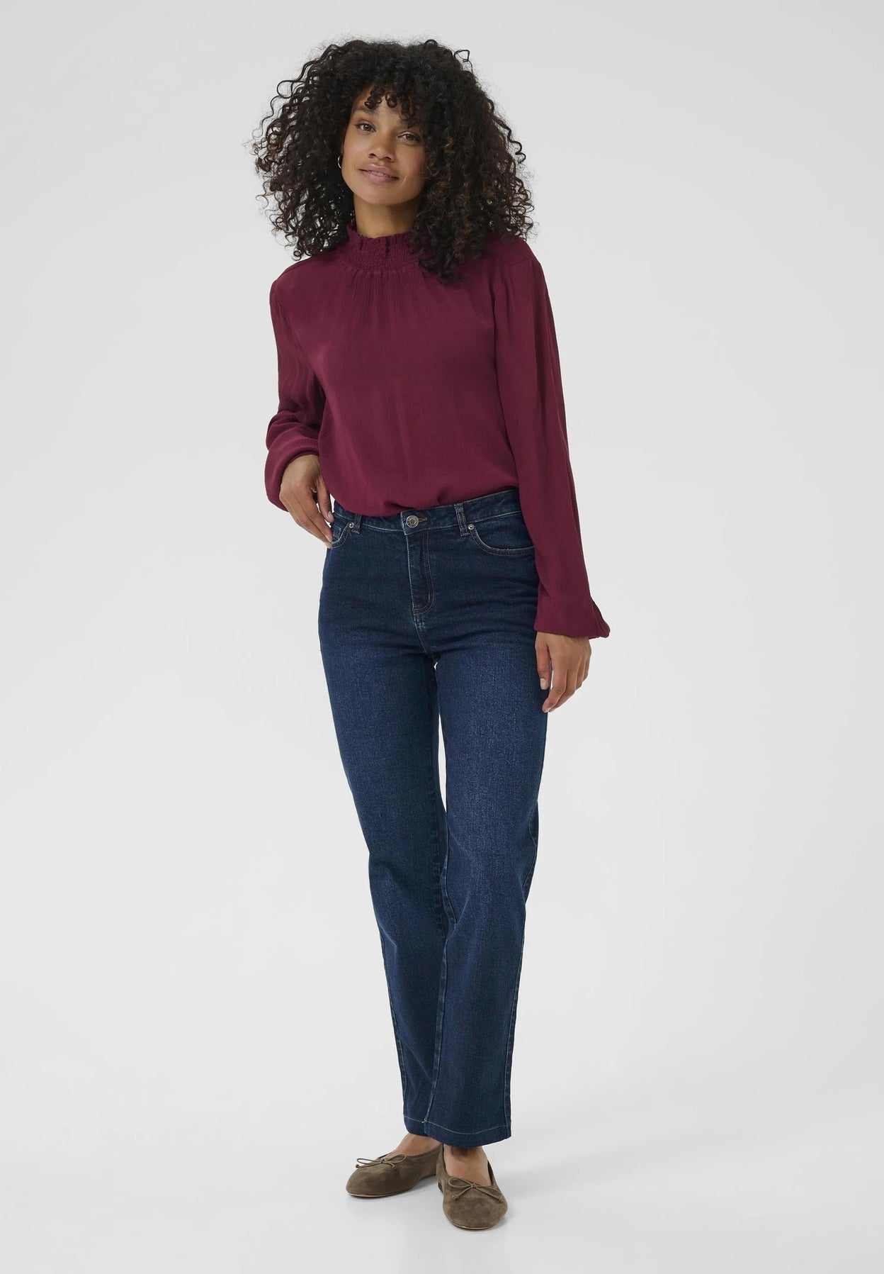 Kaffe KAmaris Reg Fit Dark Blue Straight Leg High Waist Jeans – 5-Pocket Classic Fit | Damen