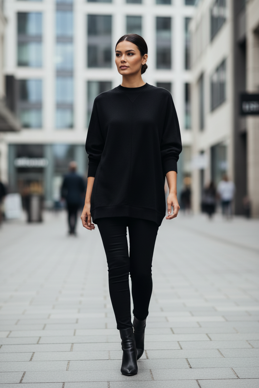Black Sweater Urban Walk 1