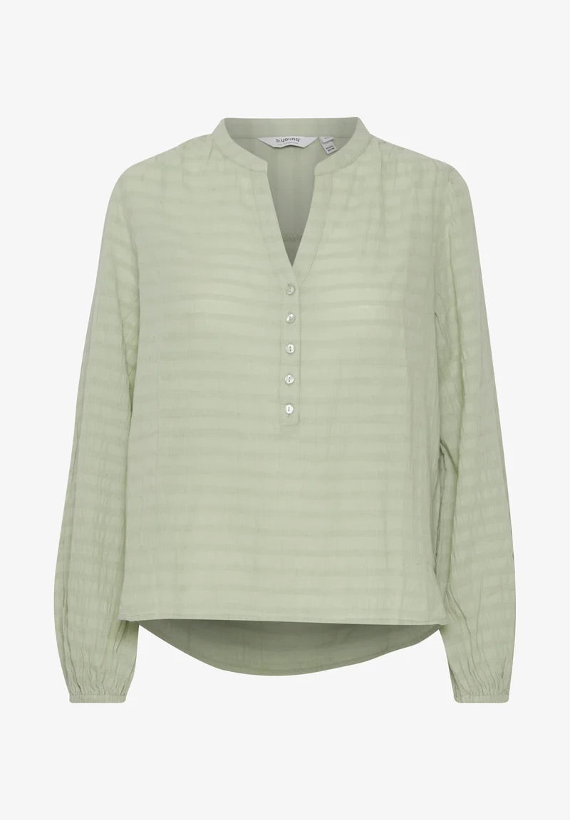 b.young BYIloni Bluse mit strukturiertem Jacquardmuster – Rauchgrün