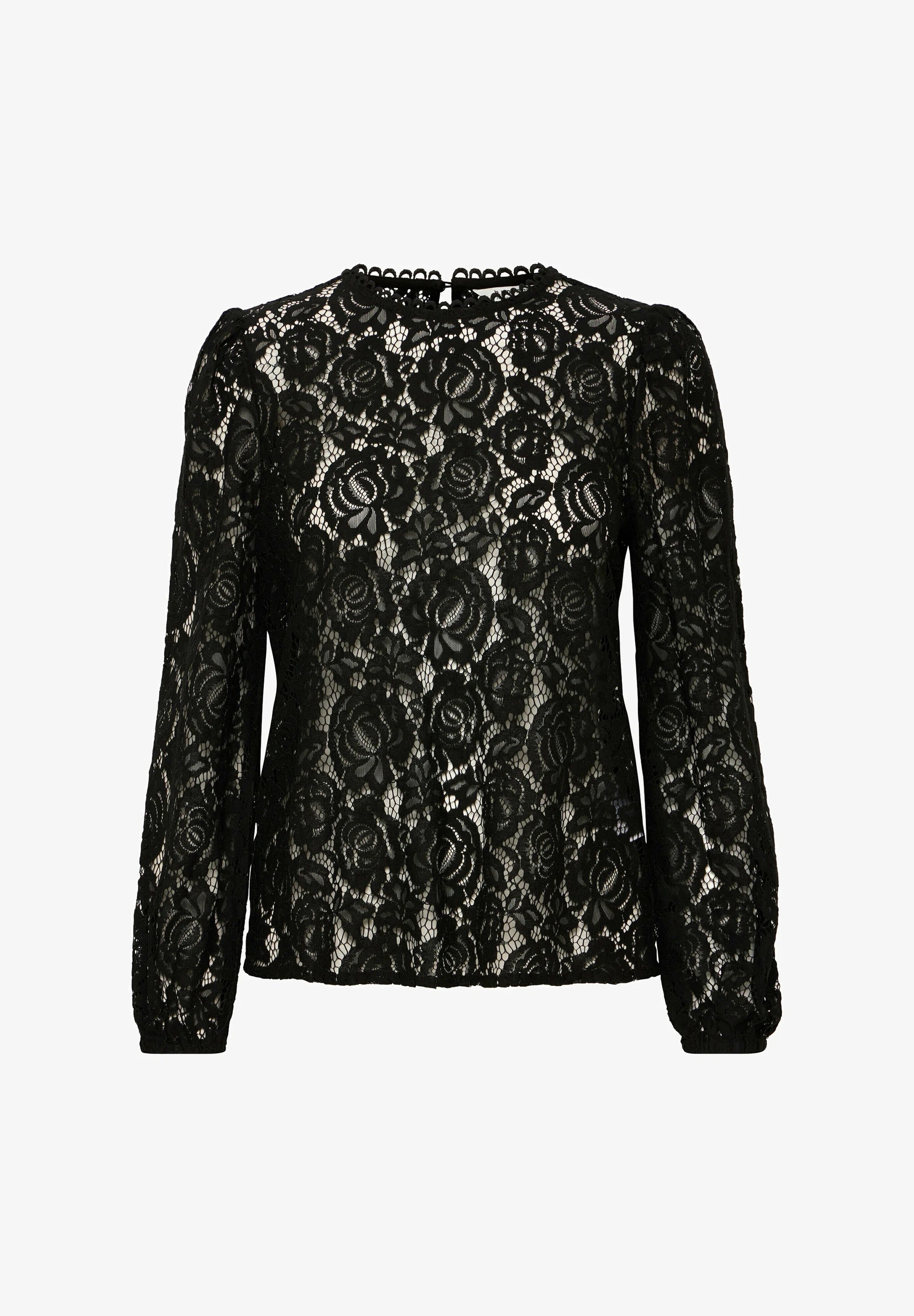 b.young BXGilace Bluse mit Blumenmuster und Spitze - Schwarz