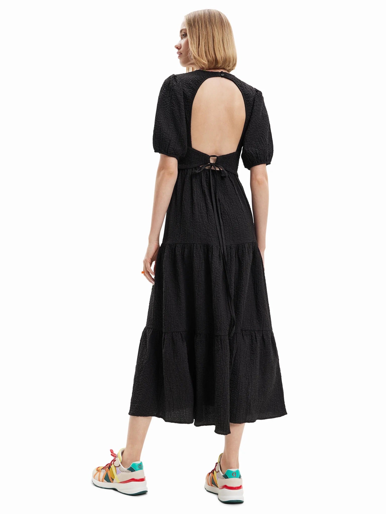 Desigual Wendbares Midi-Kleid mit Stufen und Rückenausschnitt