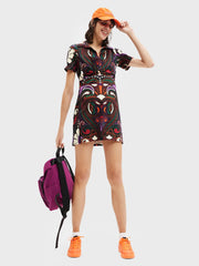 Desigual Celia Mini-Kleid mit Tribal-Print – Mehrfarbig