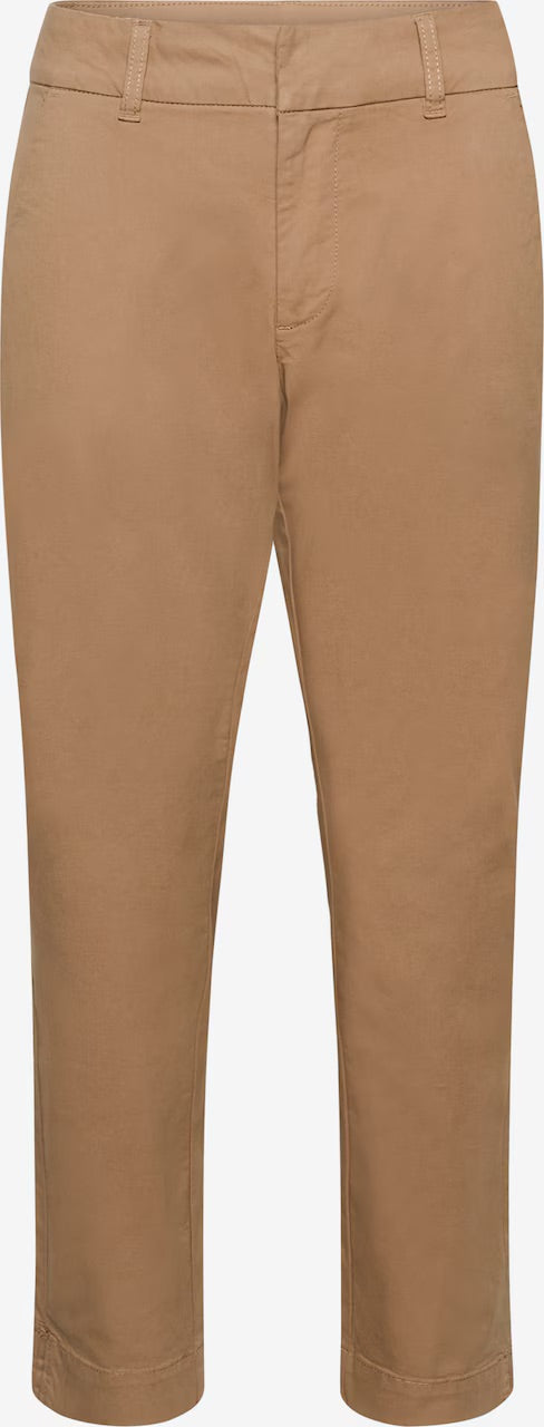 Kaffe KAmette Camel Chino-Hose – High Waist Gürtelschlaufen Bundfalten Knöchellang | Damen