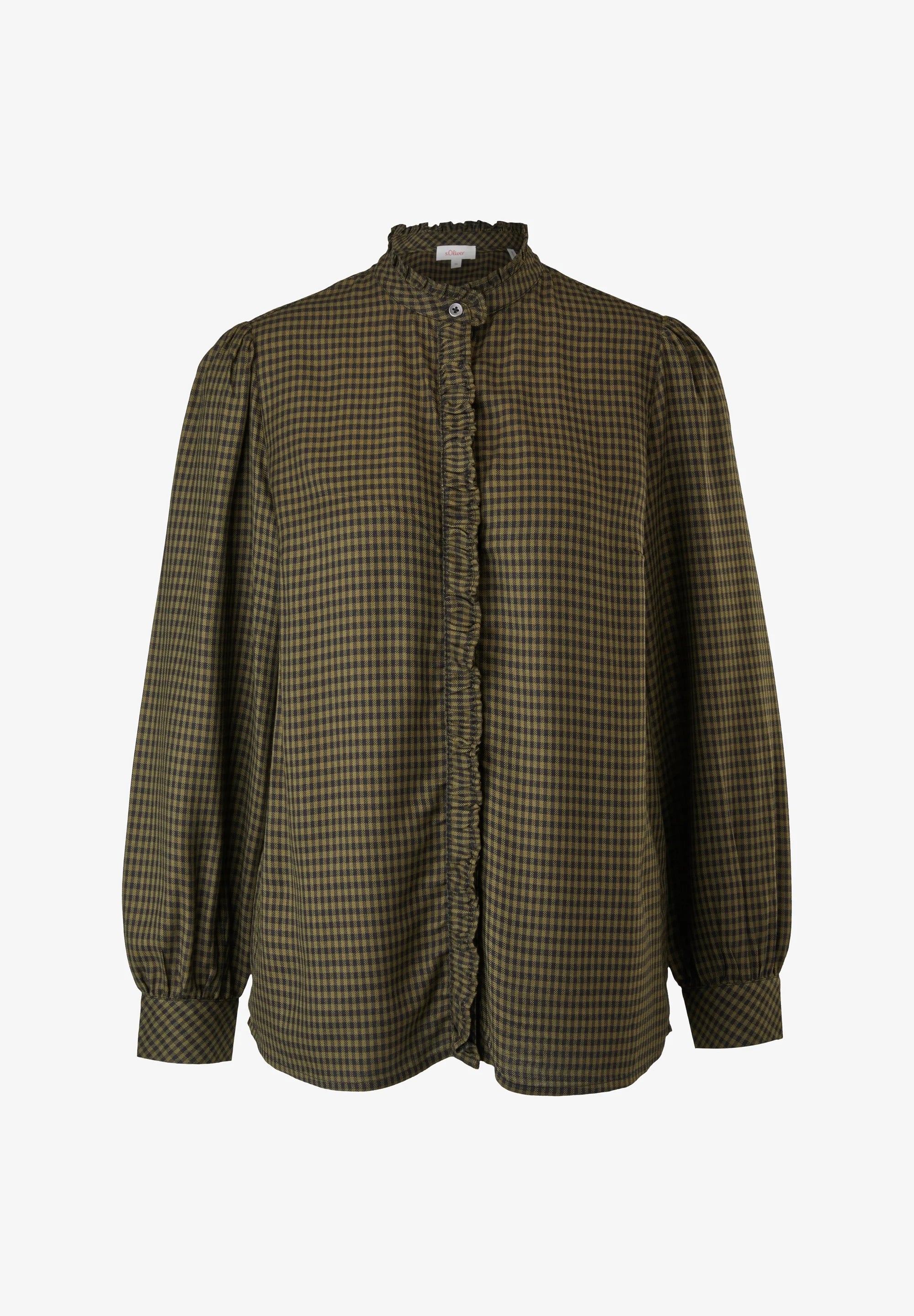 s.Oliver Bluse mit Vichy-Karo und Rüschenkragen - Evergreen
