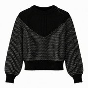 Marciano by Guess Metallic Knit Pullover – Black & Silver, women's fashion top, designer clothing, premium brands.