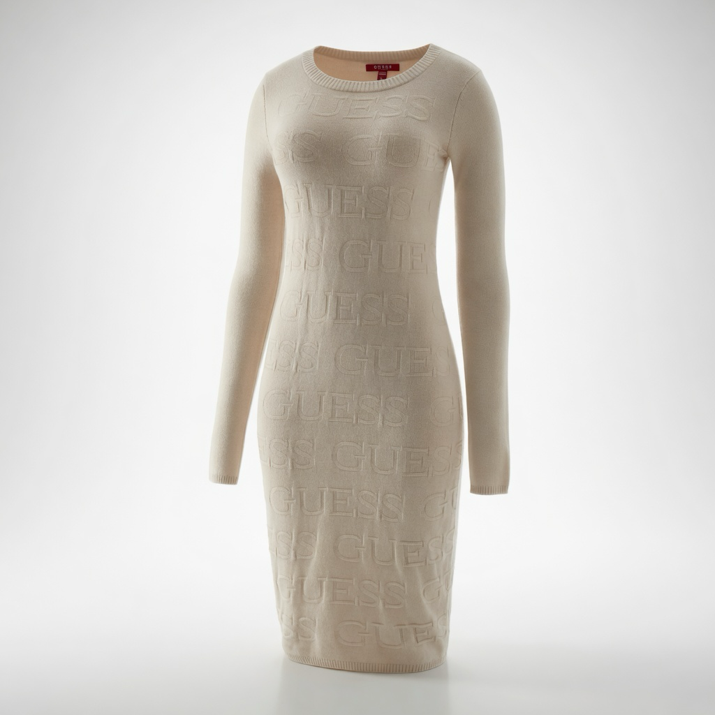Guess Dendy Logo Sweater Dress – Creme | Größe L