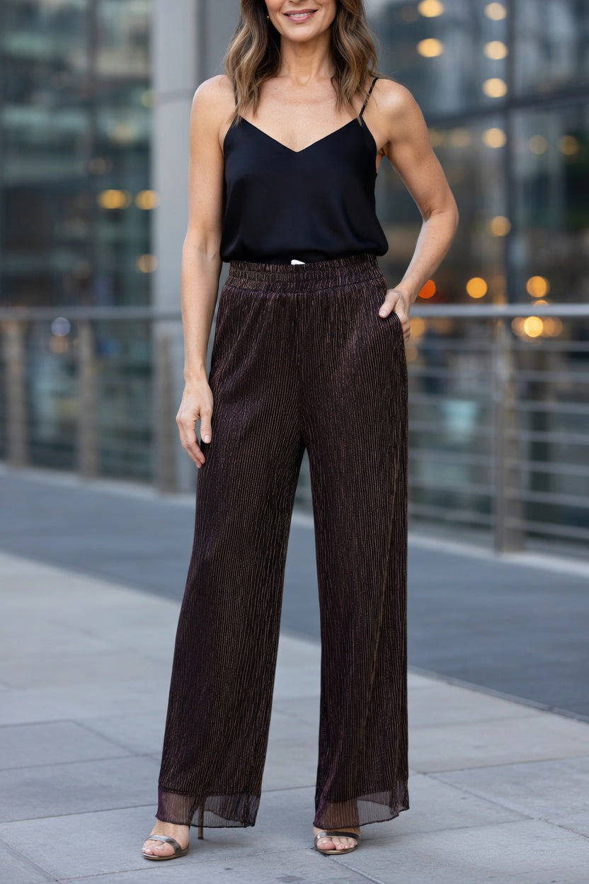 ICHI Freizeithose – Dunkelbraun Metallic