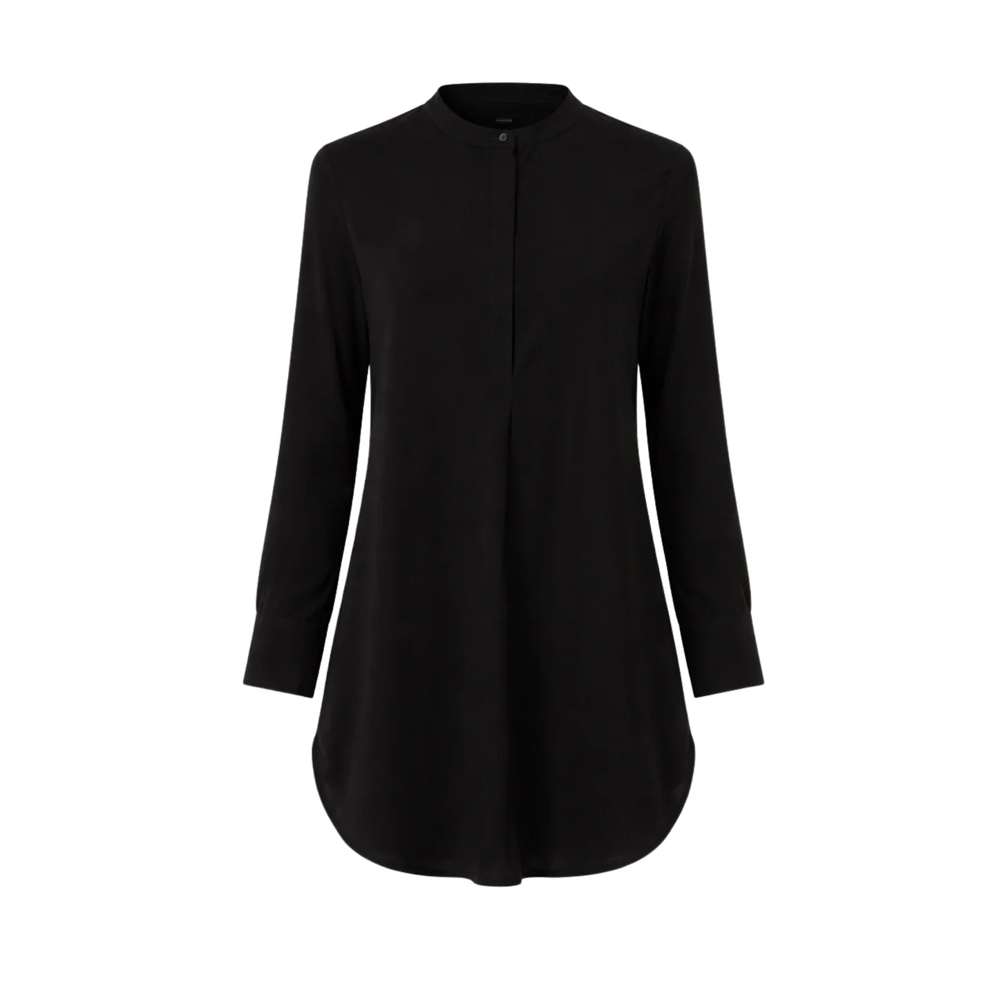 Zero Black Longline-Bluse – Stehkragen Langarm | Damen