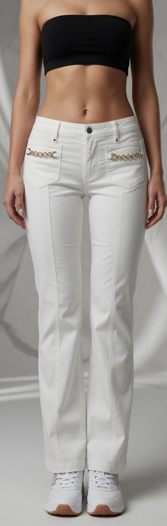 Guess Sexy Stiefelkette Weiße Hose