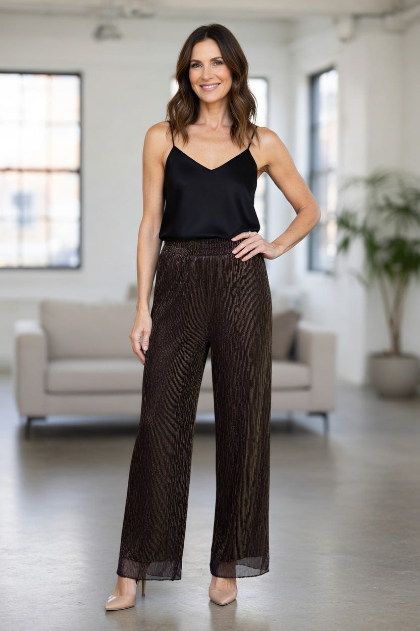 ICHI Freizeithose – Dunkelbraun Metallic