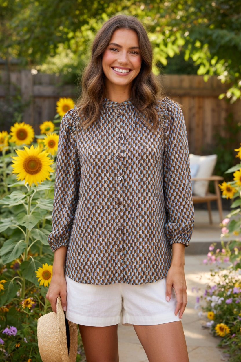 Fransa Bluse FXCIRLA Braun/Blau