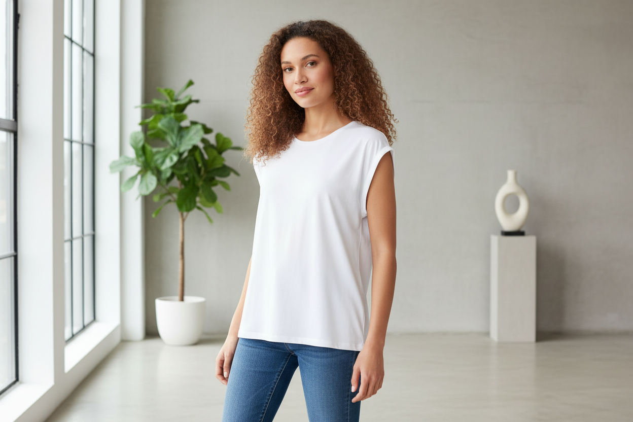 Saint Tropez AdeliaSZ T-Shirt white - editorial lifestyle shot