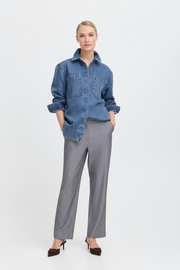 b.young Bykapuca Oversize-Jeanshemd – Mittelblau