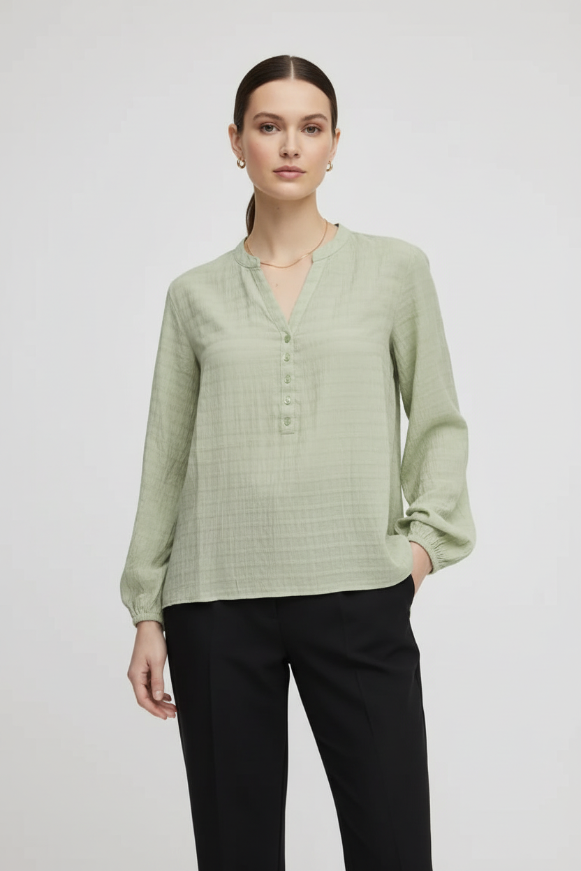 b.young BYIloni Bluse mit strukturiertem Jacquardmuster – Rauchgrün