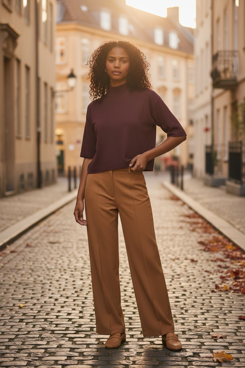 Kaffe Kalizza Turtleneck Top lifestyle photo with model