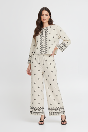 b.young Bydunia Bestickte Weite Hose - Beige