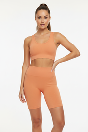 JC Sahana Nahtlose gerippte Radlerhose – Muskmelon